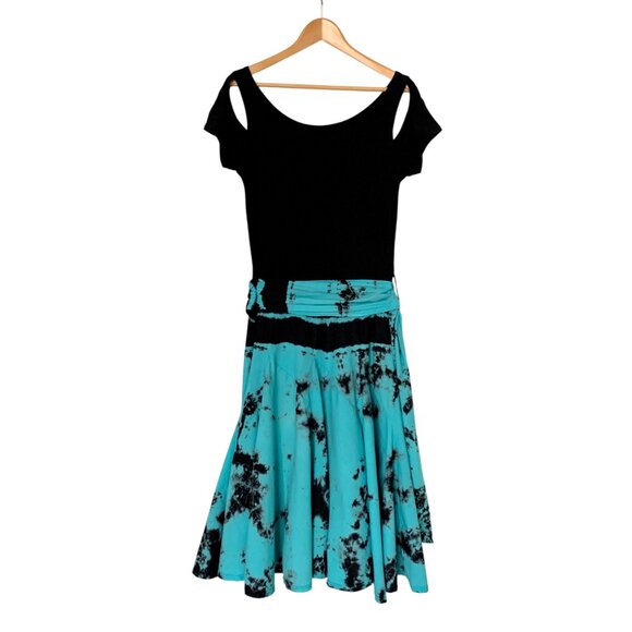 Vintage 90’s Punk Goth Whimsigoth Black Teal Dress Witch Sultry Fairy Rad - Picture 4 of 16